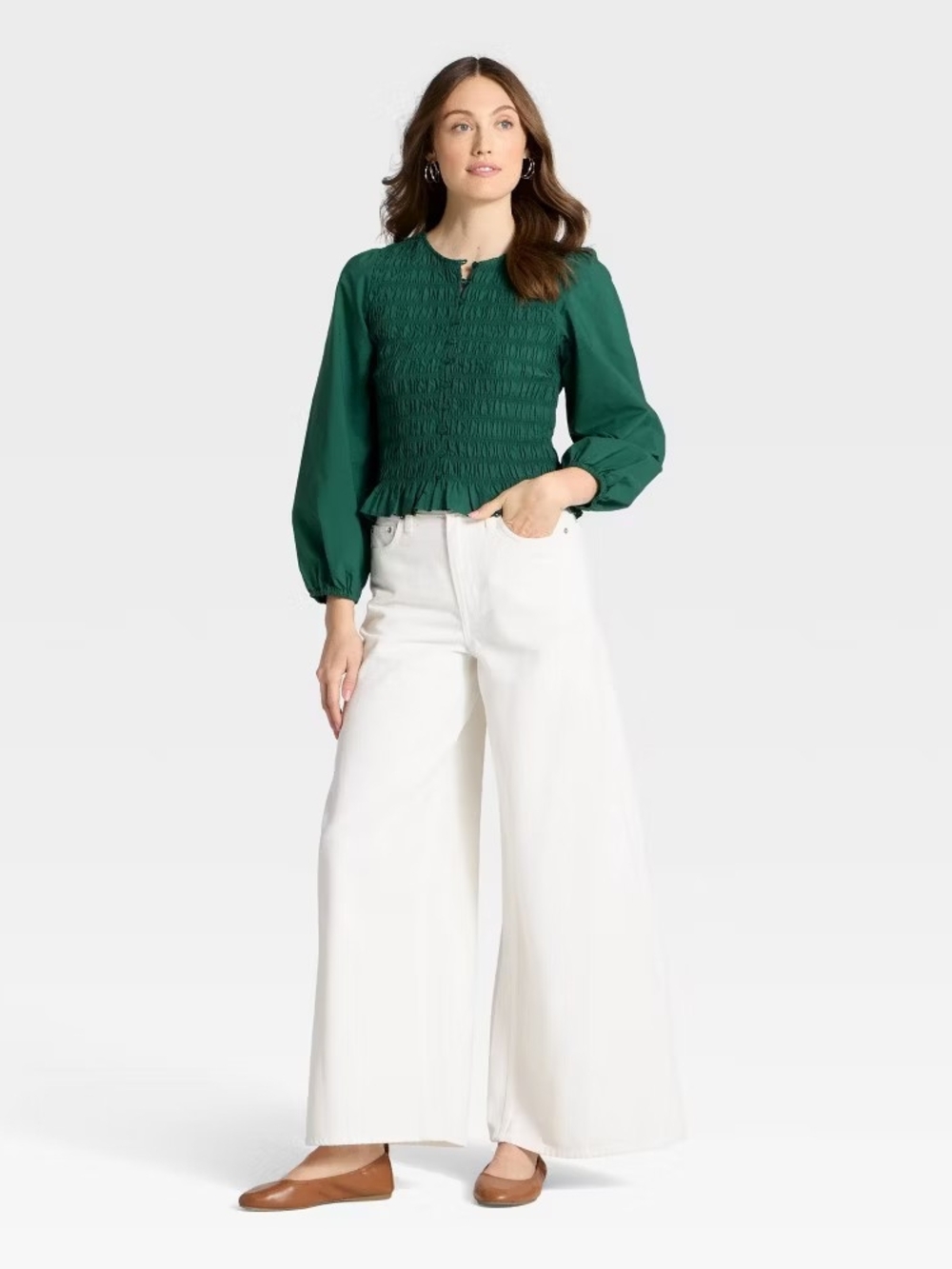 Women's Long Sleeve Blouse - Universal Thread Dark Green XL